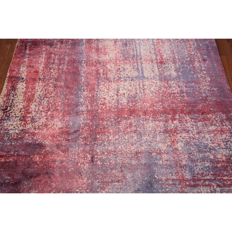 Colorful Abstract Contemporary Rug Hand-Knotted Wool Carpet - 4'8" x 6'7"