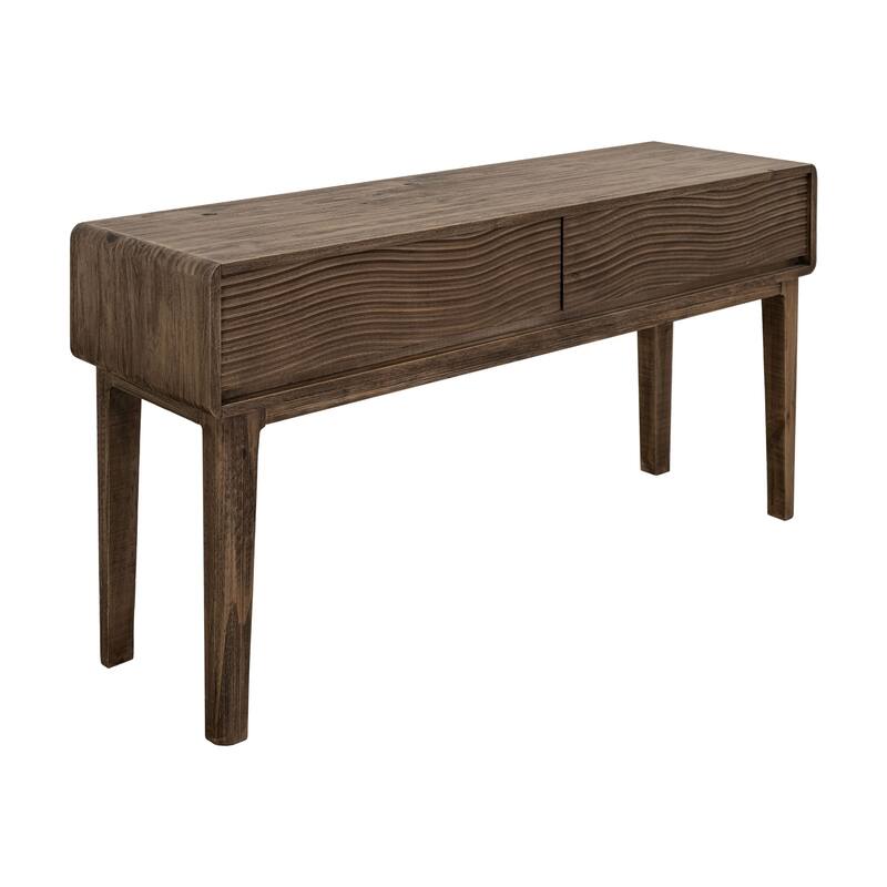 Oly Sofa Console Table, 2 Drawer, Natural Brown Melina Wood, 55 Inch