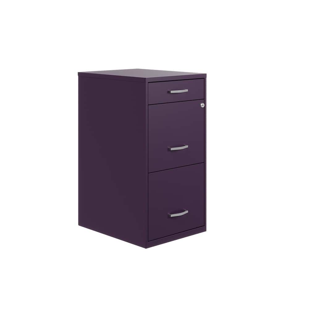 Space Solutions 18" Deep 3 Drawer Metal File Cabinet, Navy
