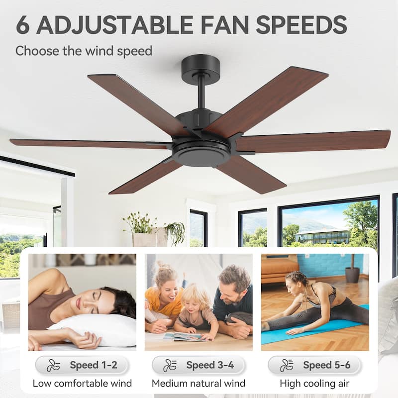 48/56/60 Inch Reversible Blade Ceiling Fan No Light with Remote Control