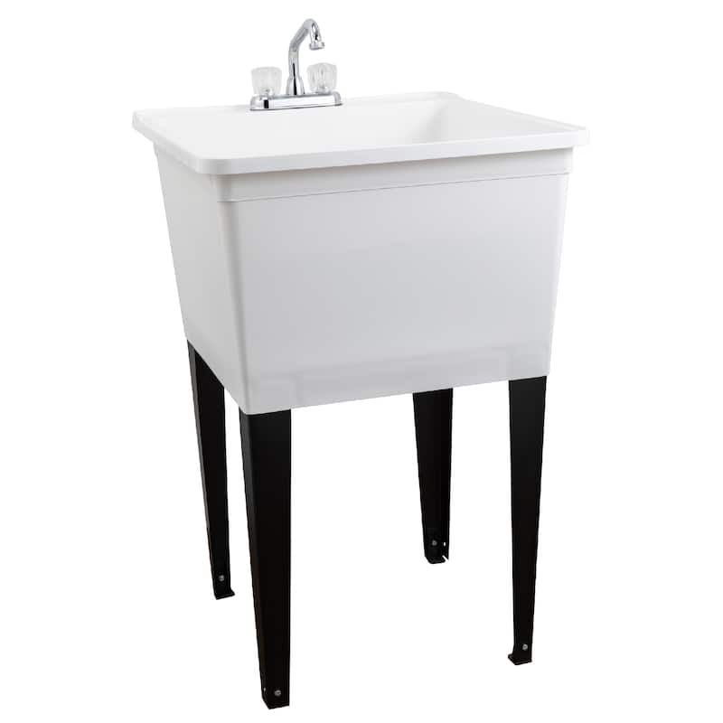 TEHILA 21-Gallon Utility Sink 22.88 in. W with 2-Knob Faucet