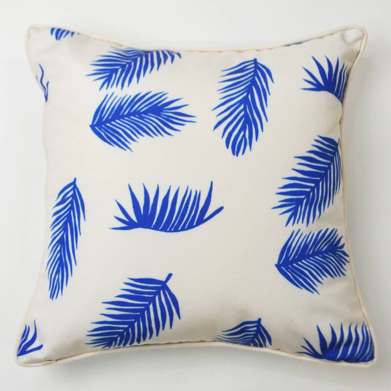 Jiti Outdoor Contrast Color front and Single Palm Leaves Patterned Small Pillows 16 x 16