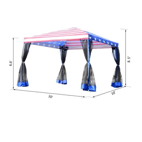 dimension image slide 1 of 2, Outsunny Pop-up Canopy 10' x 10' Vendor Tent w/ Removable Mesh Walls