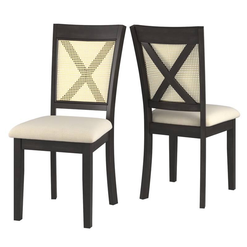 Plaga X-Back Cane Accent Dining Chair (Set of 2) by iNSPIRE Q Classic - Dining Chair - Antique Black Finish