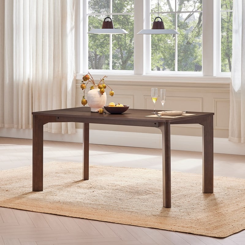 Spruce & Spring 59" Modern Rectangle Dining Table for 4-6 with Solid Rubberwood Legs