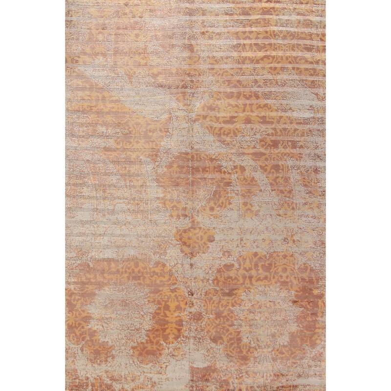 Striped Modern Abstract Indian Area Rug Handmade Wool Carpet - 5'0"x 8'1"