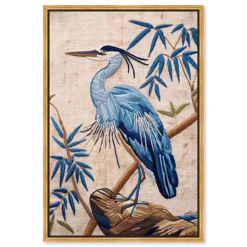 Needlework Heron Canvas by Art Remedy - 30" x 45" - Gold