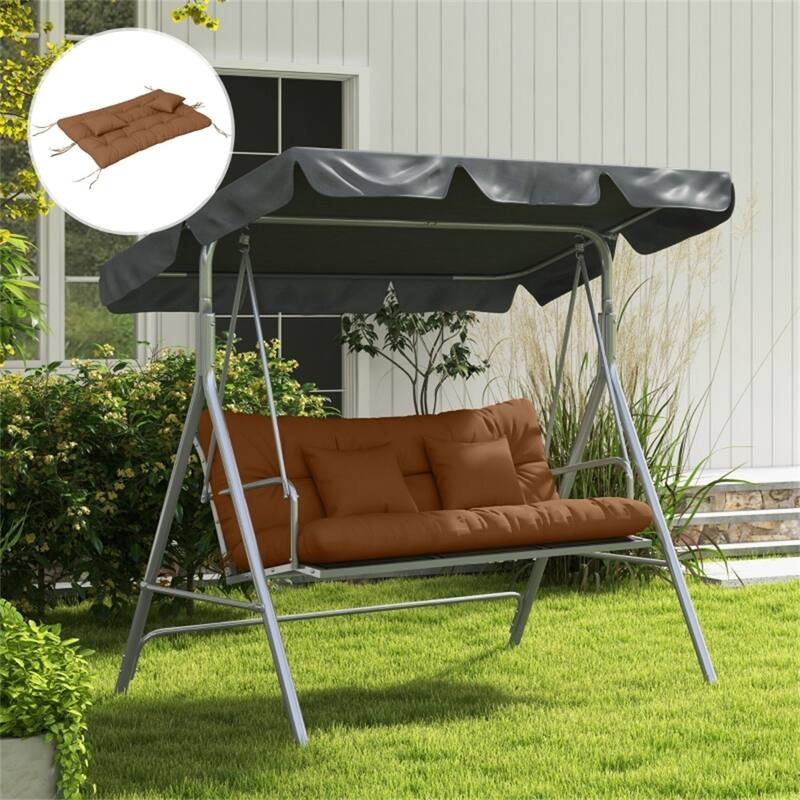 4 Piece Tufted Bench Cushion Set Seat Back and Pillows Polyester Indoor Outdoor 59 Inch Bench - 59" L x 19.75" W x 4" H