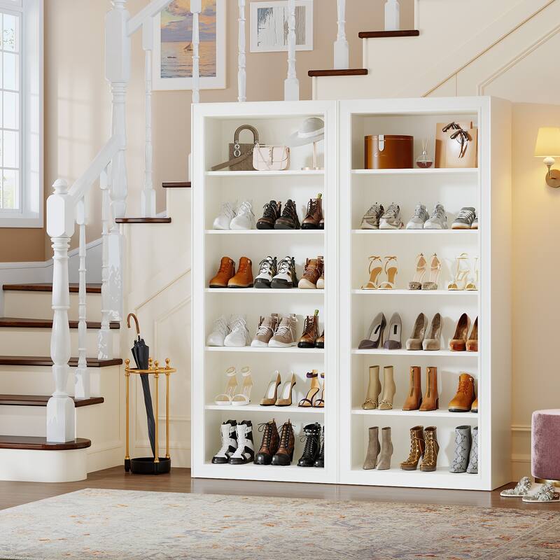 6-Tier Shoe Cabinet with Open Storage Shelf, 75-Inch Tall