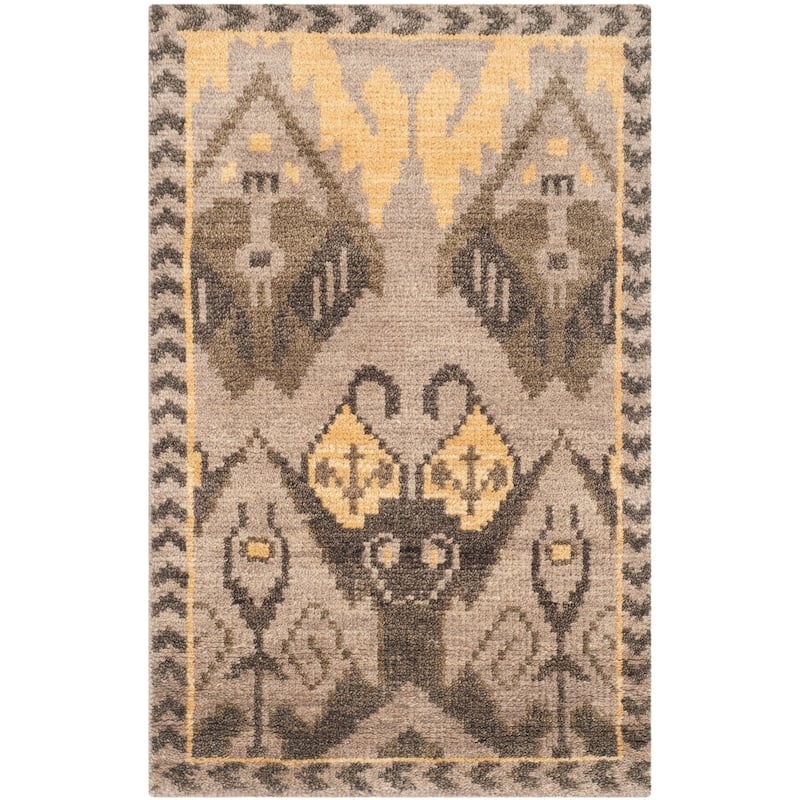SAFAVIEH Hand-knotted Kenya Farie Southwestern Tribal Wool Rug - 2' x 3' - Gold/Beige