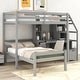 preview thumbnail 2 of 7, Gray Twin Pine Loft Bunk Bed with Storage Staircase, Desk, Shelves, Drawers