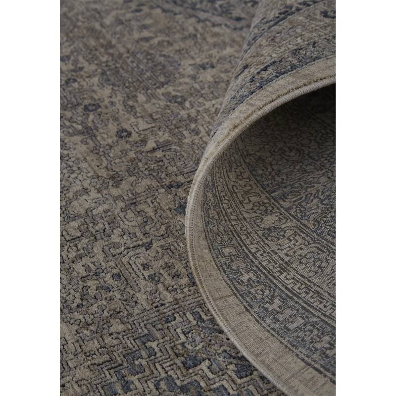 Gilford Rustic Persian Farmhouse Rug, Warm Gray/Blue, Accent Rug