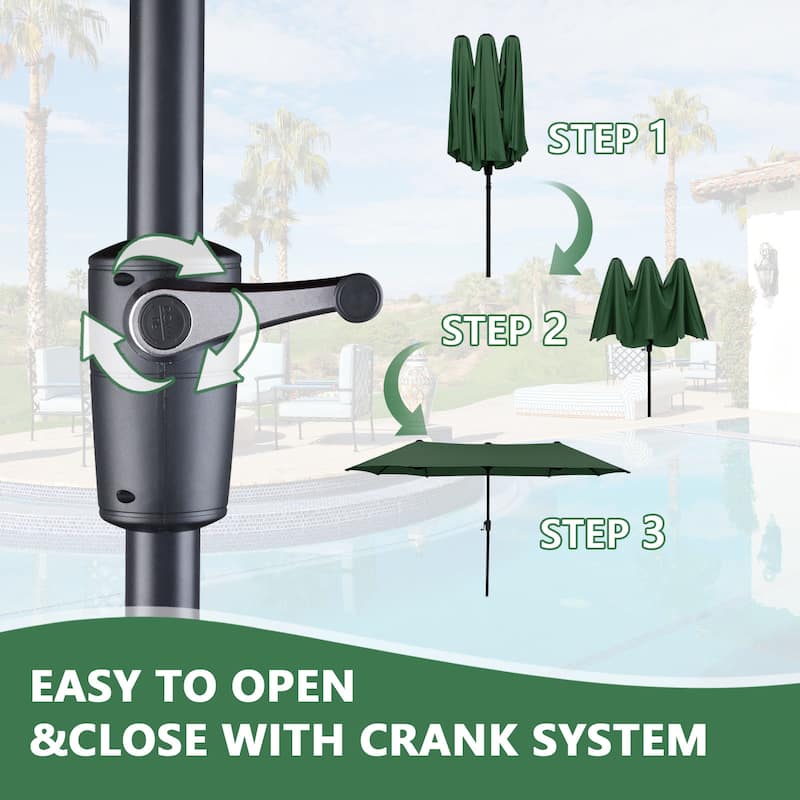 Ainfox 13Ft Large Outdoor Patio Umbrella with Crank With Base