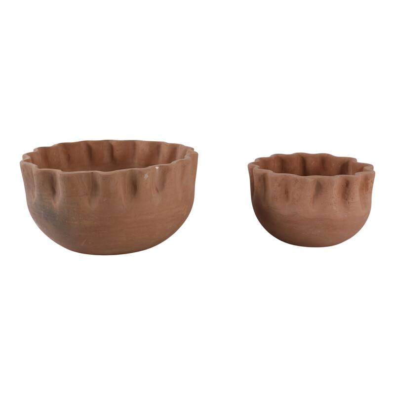 Terracotta Planters Handcrafted Decorative Sculpted Design (Set of 2)