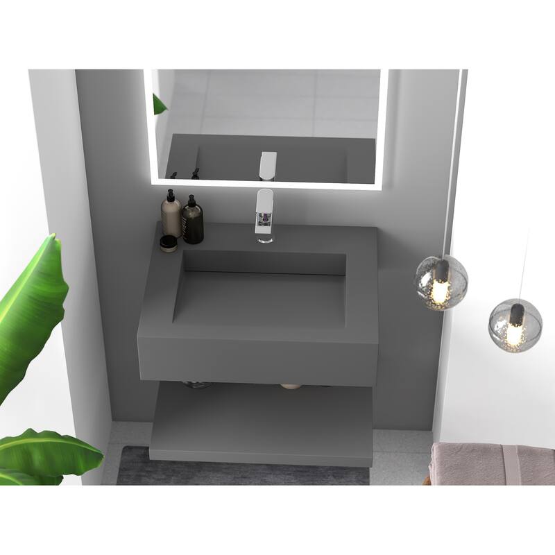 Pyramid Solid Surface Wall-Mounted Bathroom Sink