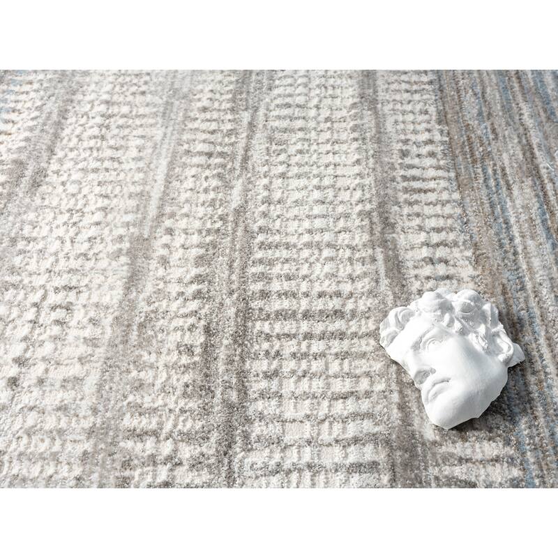 Olivia Collection Cream/Blue Contemporary Abstract Area Rug