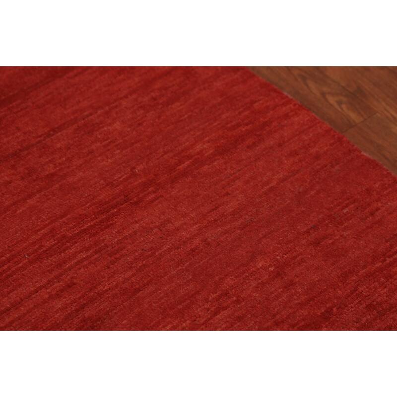 Modern Gabbeh Oriental Foyer Rug Handmade Red Wool Carpet - 1'10"x 2'10"