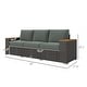 preview thumbnail 2 of 24, Outsunny 3-Seat Patio Sofa with Cushions, PE Rattan Outdoor Couch with Wood Grain Wide Armrests for Porch