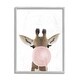 preview thumbnail 8 of 15, Stupell Baby Giraffe with Pink Bubble Gum Safari Animal Framed Wall Art 16 x 20 - Grey
