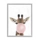 preview thumbnail 16 of 15, Stupell Baby Giraffe with Pink Bubble Gum Safari Animal Framed Wall Art 11 x 14 - Grey