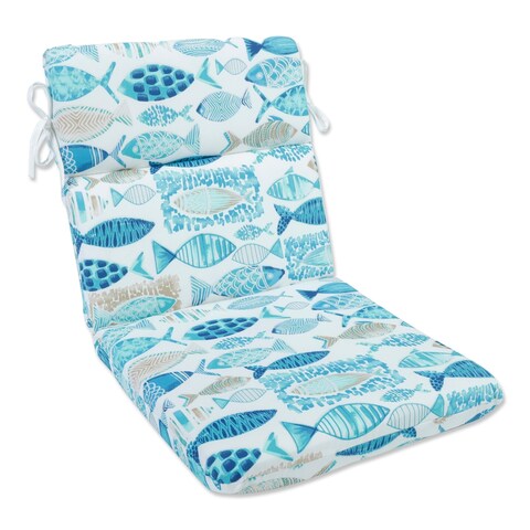 Pillow Perfect Outdoor Hooked Seaside Blue Rounded Corners Chair Cushion - 40.5 X 21 X 3