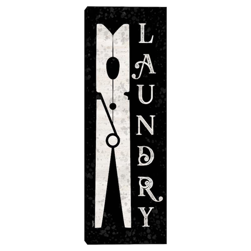 Laundry Room Humor Vertical Black I Clothespin Canvas Art Print