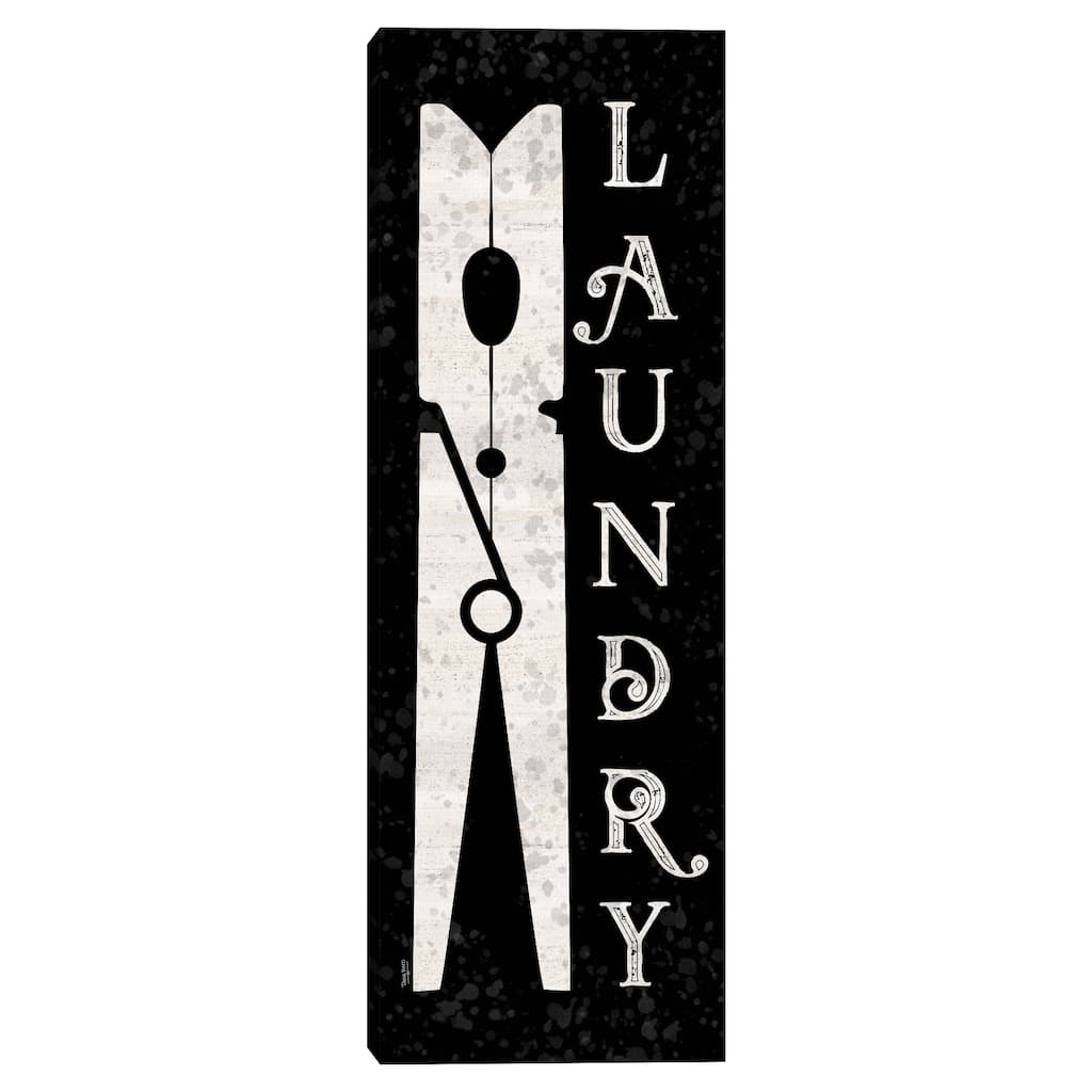 Laundry Room Humor Vertical Black I Clothespin Canvas Art Print