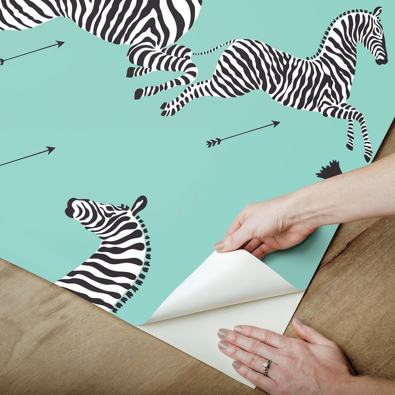 Scalamandre Aqua Zebra Safari Peel & Stick Wallpaper
