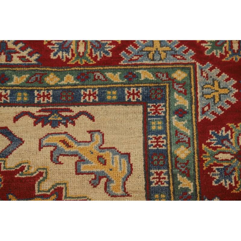 Kazak Area Rug Handmade Oriental Yellow Wool Carpet - 5'2" x 6'7"