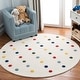 preview thumbnail 7 of 26, SAFAVIEH, Kids Jerilynn Polka Dot Wool Rug 3' Round - Ivory