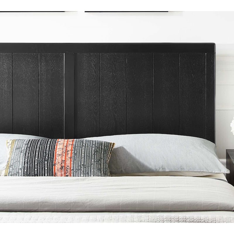 Widman Country Style Queen Size Black Wooden Headboard