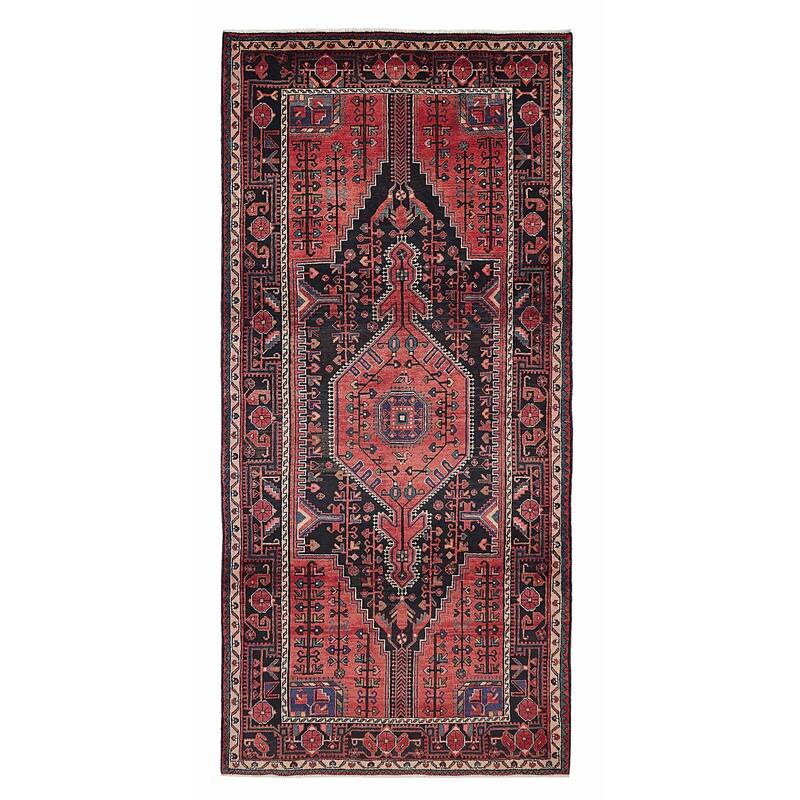 ECARPETGALLERY Hand-knotted Anatolian Vintage Black, Red Wool Rug - 4'10 x 10'6