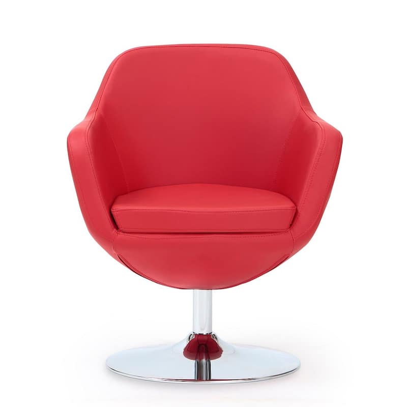 Manhattan Comfort Caisson Polished Chrome Faux Leather Swivel Accent Chair (Set of 2)
