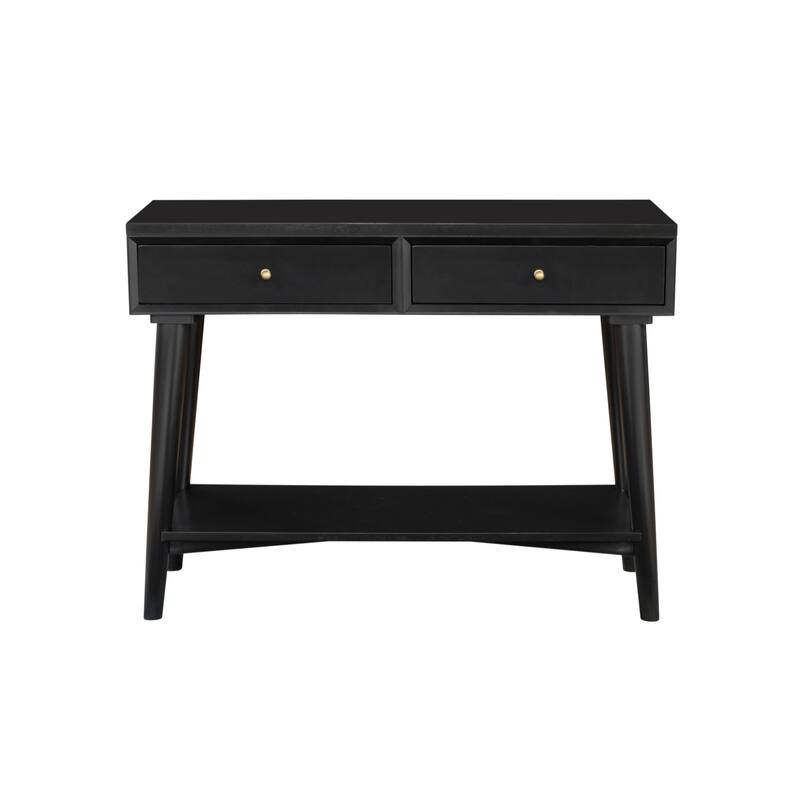 Solid Wood Console Table with Drawers and Floor Shelf - 42” L x 14” W x 33” H