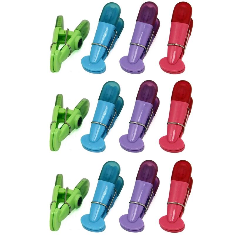 Chef Craft 4pc Plastic Magnetic Memo Clip / Bag Clip Set - 3 Sets
