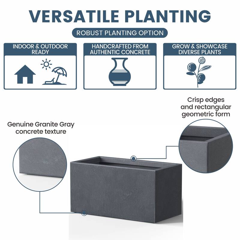 Tall Concrete Rectangle Plant Boxes / Large Indoor and Outdoor Flower Planters