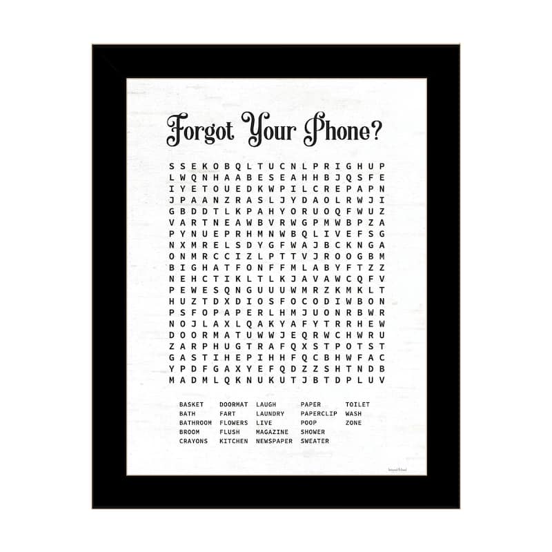 TrendyDecor4U Contemporary "Forgot Your Phone?" Framed Print Wall Art - Black
