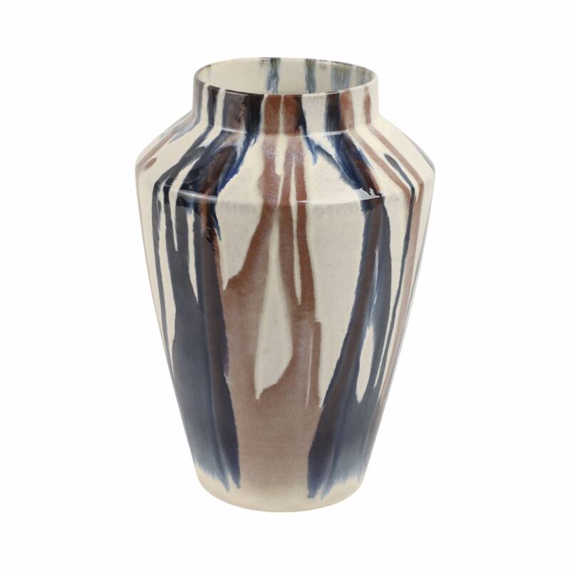 Terracotta Vase Abstract Pattern Design Handcrafted Look Glaze Decor