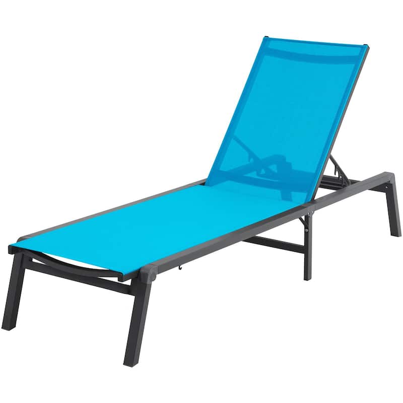 5-Position Adjustable and Foldable Chaise Lounge Chair with Aluminum Frame Perfect for Outdoor Use - 71.65" x 23.43" x 34.84"