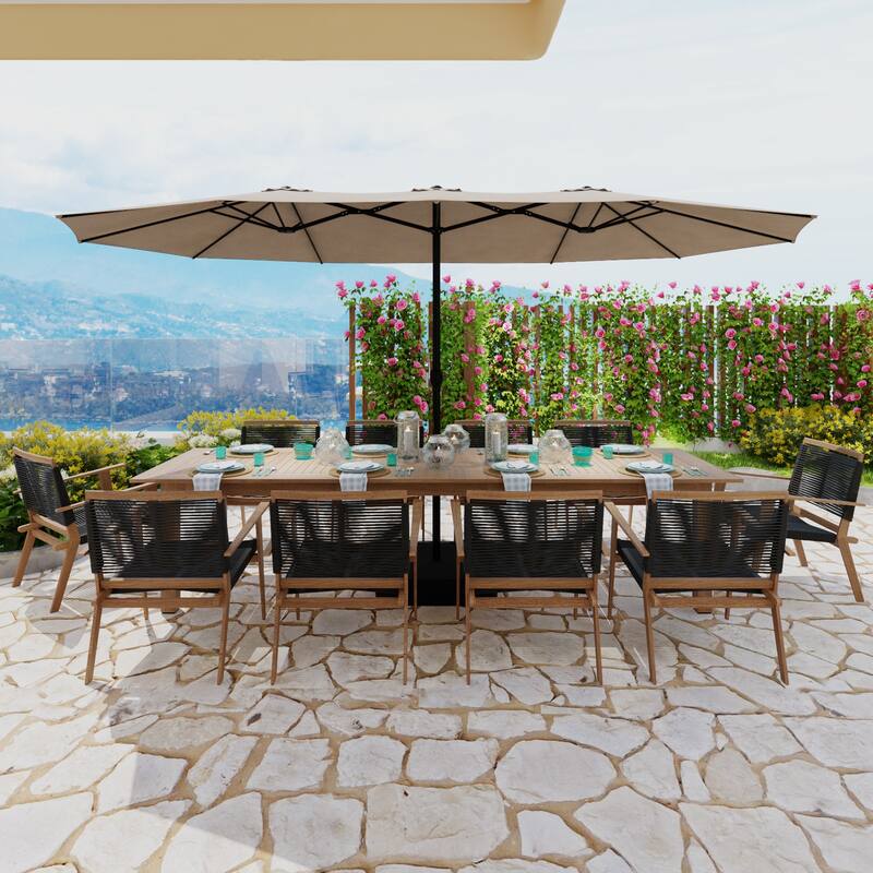 15 - foot Dual - sided Teal Outdoor Umbrella: Durable Polyester Canopy, Sturdy Steel Frame(no base)