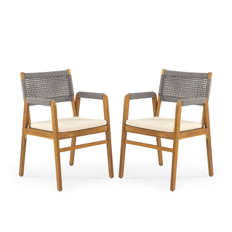 Oucacia Outdoor Acacia Wood and Rope Dining Chair (Set of 2) by Christopher Knight Home