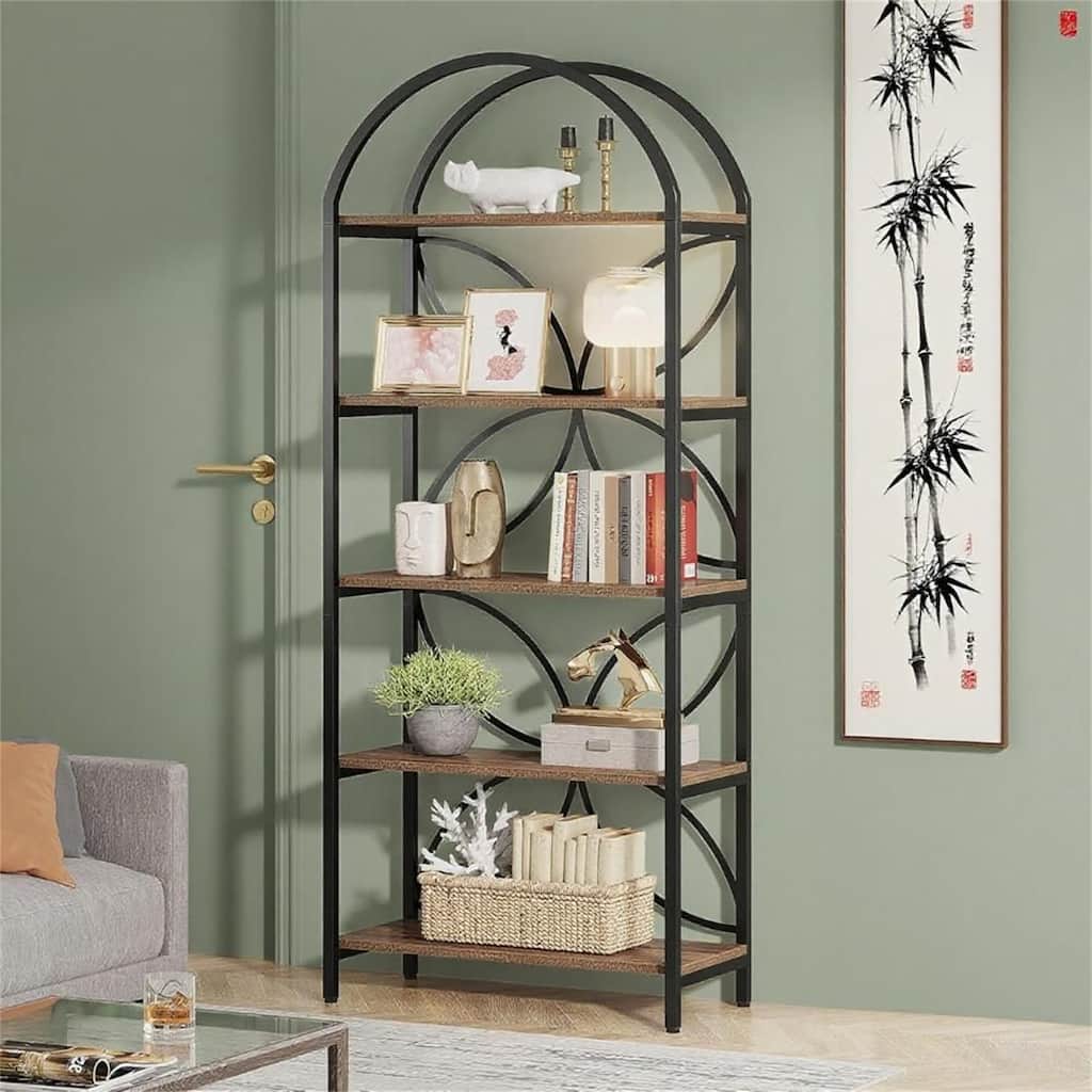 Industrial Narrow 5-Tier Bookcase