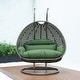 preview thumbnail 71 of 128, LeisureMod Modern 2-Person Egg Hanging Swing Chair with Beige Wicker, Oxford Fabric Cover, Patio Hammock Lounger and Cushions