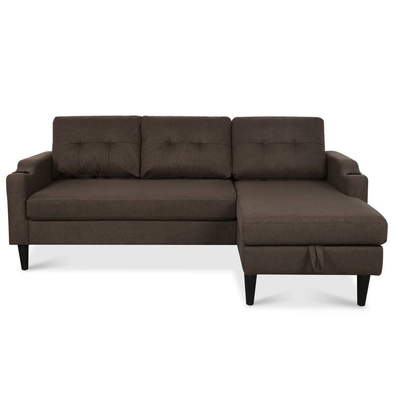 74.8" Fabric Sofa with Storage and Solid Wood Frame, 660lb Capacity
