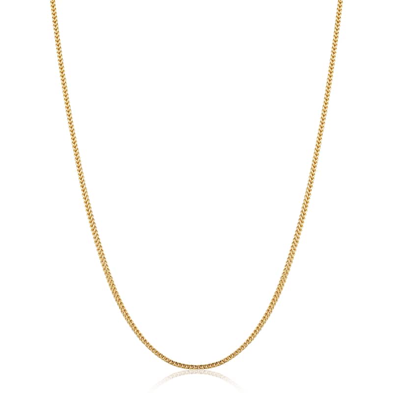 14k Yellow Gold 1.5 millimeter Franco Chain Necklace for Men and Women