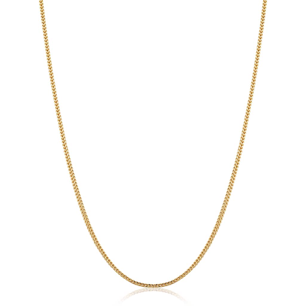 14k Yellow Gold 1.5 millimeter Franco Chain Necklace for Men and Women