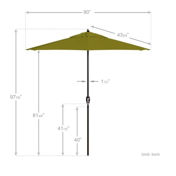 dimension image slide 1 of 20, North Bend 7.5 Crank Lift Auto Tilt Patio Umbrella with Outdoor Rated Olefin Fabric by Havenside Home