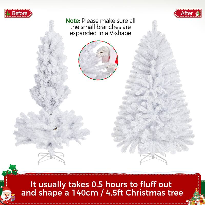 Yaheetech 4.5ft/6ft/7.5ft Pre-Lit Fir Artificial Christmas Tree with 150 Incandescent Warm Lights & 324 Tips