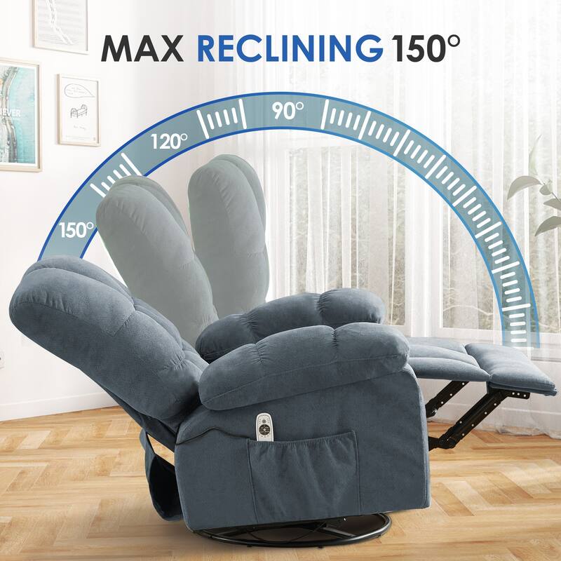 Massage Recliner Chair with Vibration and Lumbar Heating 350LB Capacity Swivel Rocker