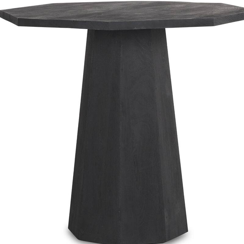 HomeRoots 30" Black Solid Wood and Wood Round Pedestal End Table - 32.00 in. x 30.00 in. x 32.00 in.